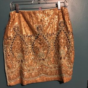 Gold and Blue Sequin Skirt